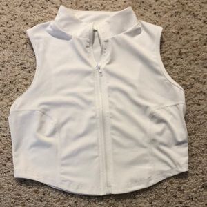 White sleeveless zipper athletic top